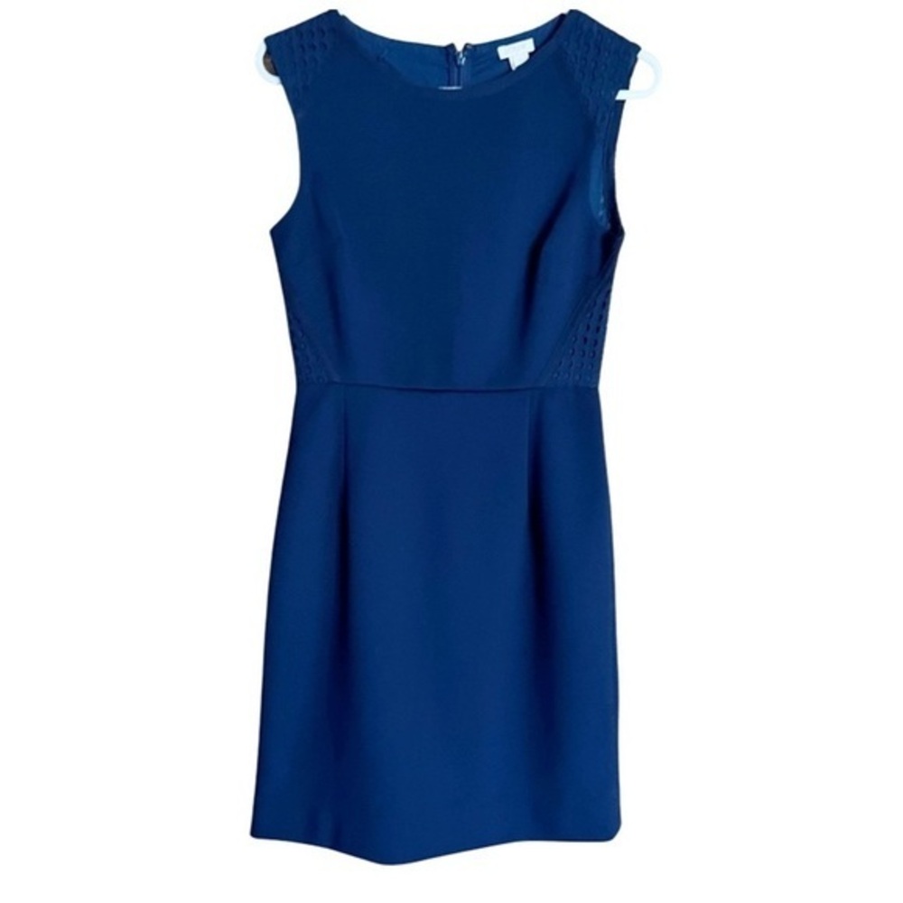 J. Crew Navy Blue Eyelet Sheath Dress